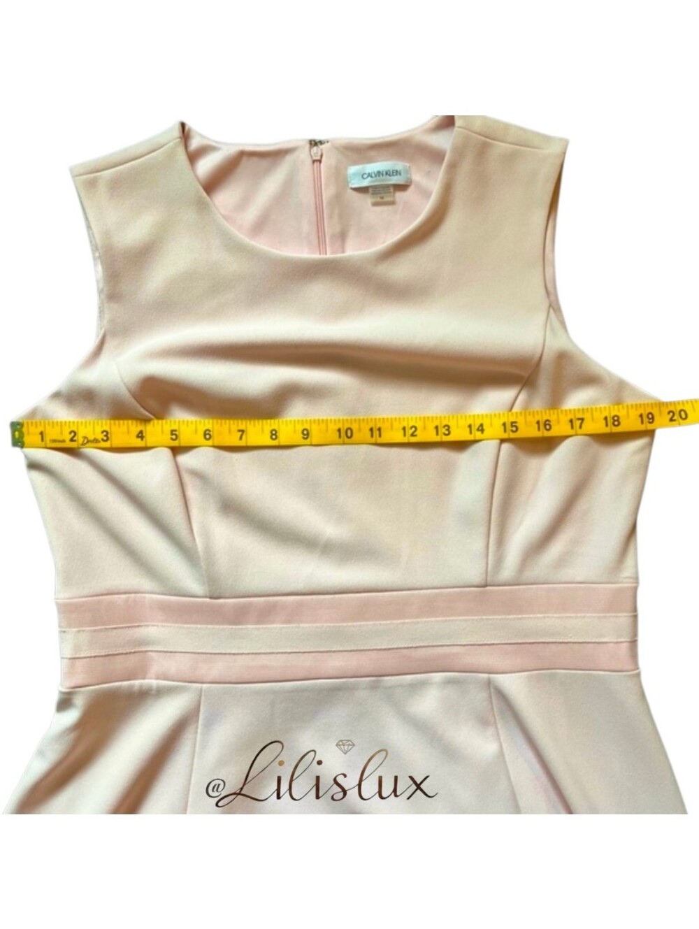 Calvin Klein Sleeveless Petal Pink Detailed Fit and Flare Dress NWT Size 14 Lg - Picture 7 of 10